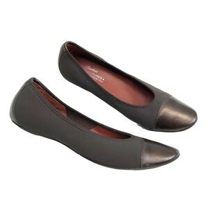 Donald J Pliner Couture Halo Ballet Flats Chocolate Brown Cap Toe Bronze 7.5N